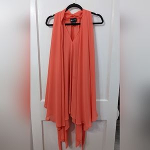 Orange Pull Over Tunic w/ Sharkbite Hem OS